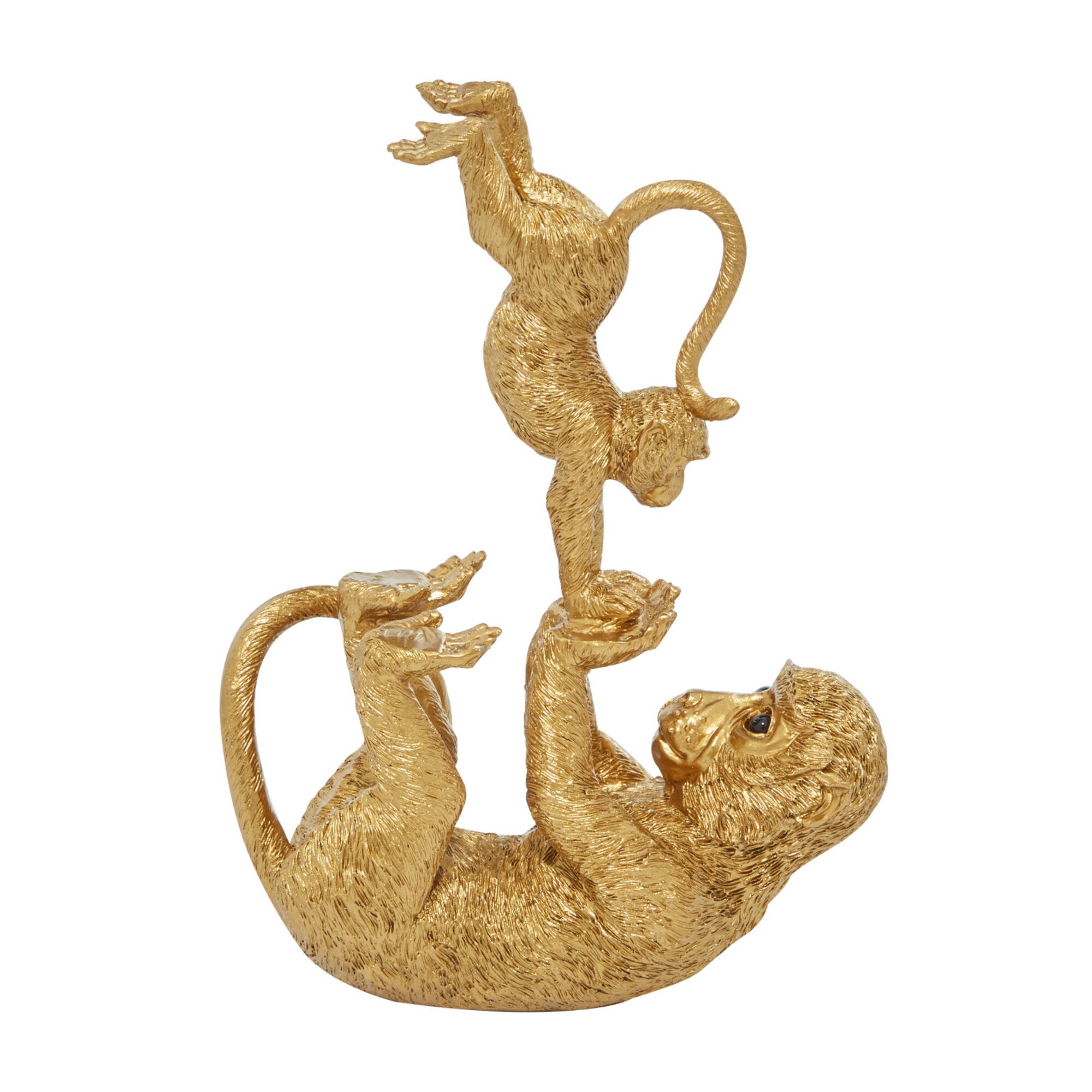 11" Gold Eclectic Monkey Sculpture